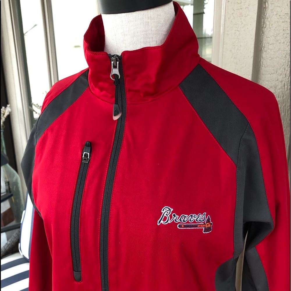 ANTIGUA Ladies Red & Gray ‘Atlanta Braved’ Mid-Weight Full Zip Jacket - Sz MED